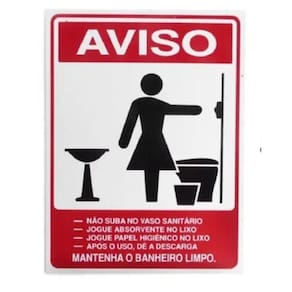 Placa De Sinalização Acesso 15x20cm Aviso Mantenha O Banheiro Limpo Femino