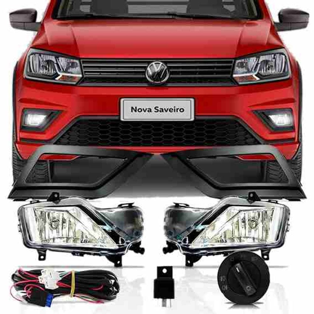 Kit Farol Neblina Milha Gol Voyage Saveiro 2020 2021 2022 G8 Botão de Painel