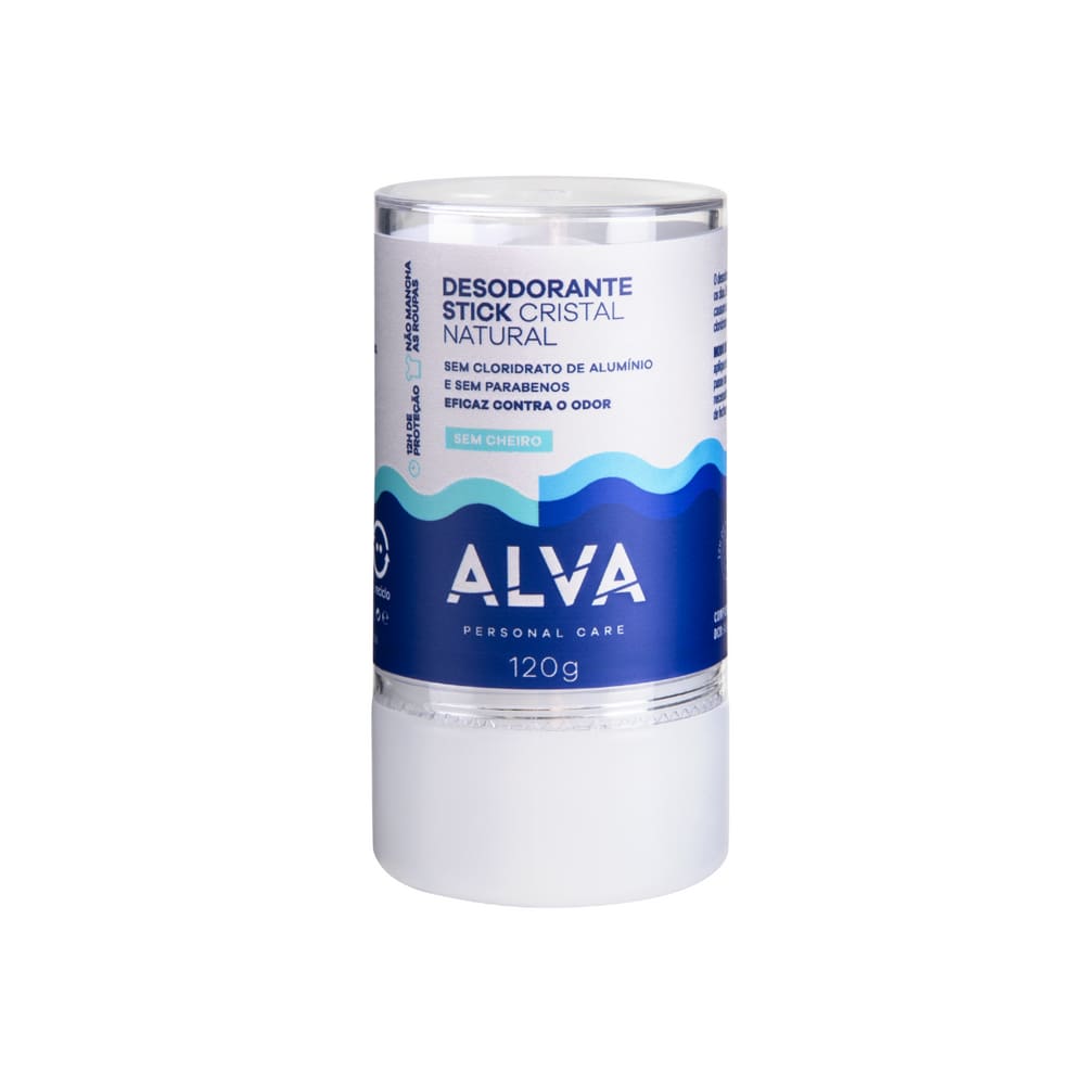 Desodorante Natural Alva Cristal Stick em Barra Vegano 120g