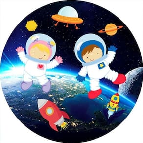 Painel Redondo 3D Sublimado Astronauta E Galáxia Frd-847
