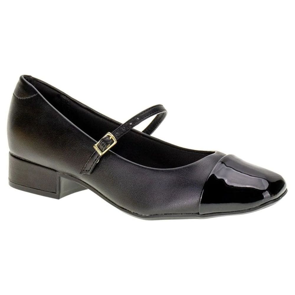 Sapato Moleca Boneca Casual Bico Quadrado Feminino Preto