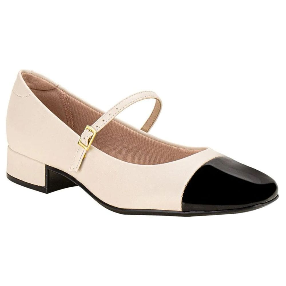 Sapato Moleca Boneca Casual Bico Quadrado Feminino Branco Off