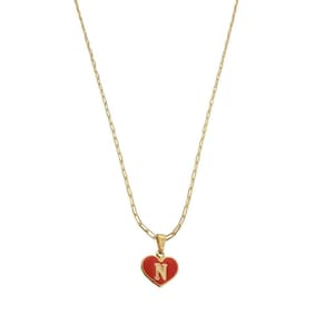 Colar Cartier 60Cm Coração Vermelho Letra N Banhado Ouro 18K