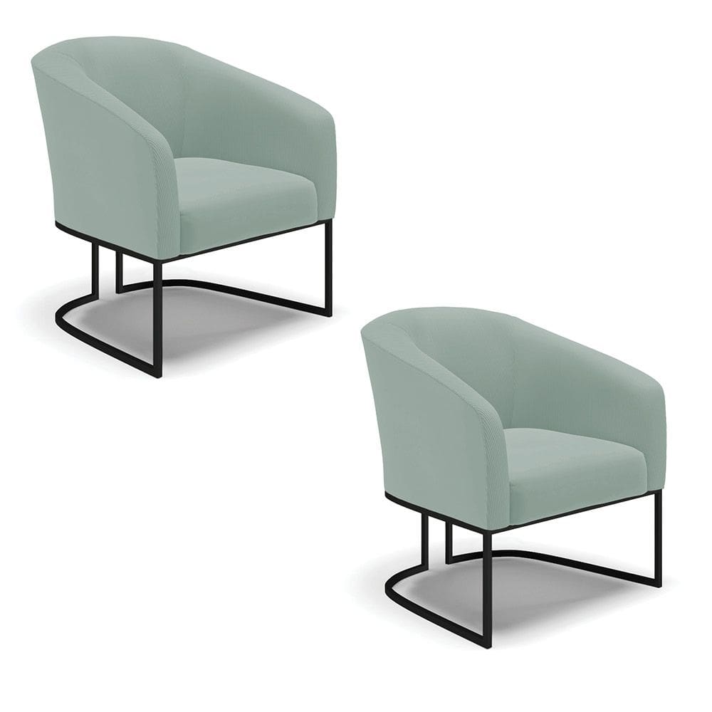Poltrona Decorativa Industrial Preto Kit 2 Stella Cotelê Int/Veludo D03 - D`Rossi