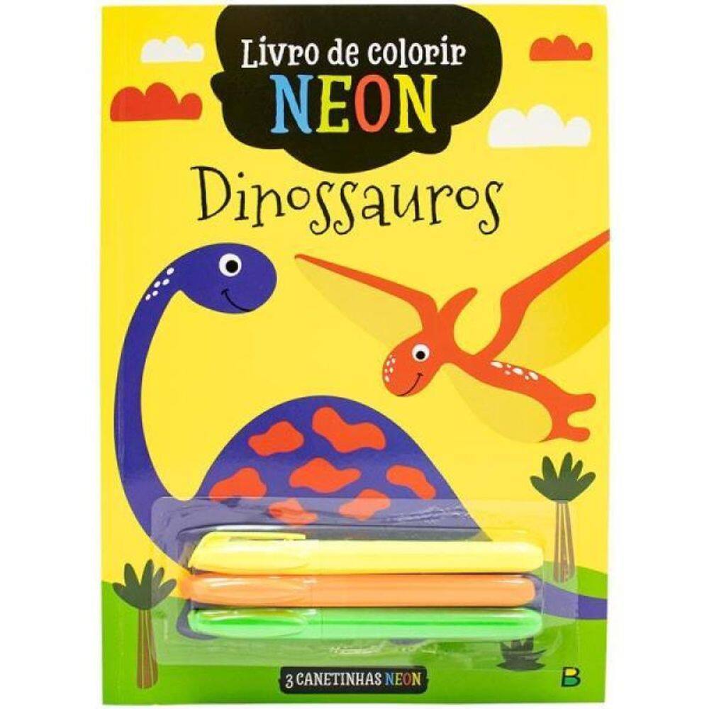Livro De Colorir Neon: Dinossauro