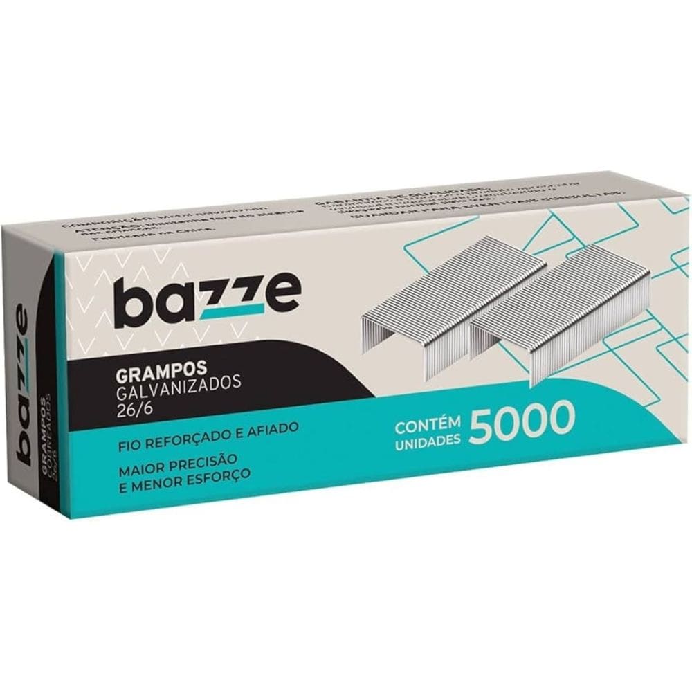 Grampos Para Grampeador 26/6 Com 5000 Unidades Bazze