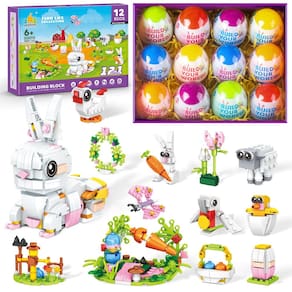 Conjunto de brinquedos de construção Wisdom Castle Easter Bunny com coelho 12 em 1