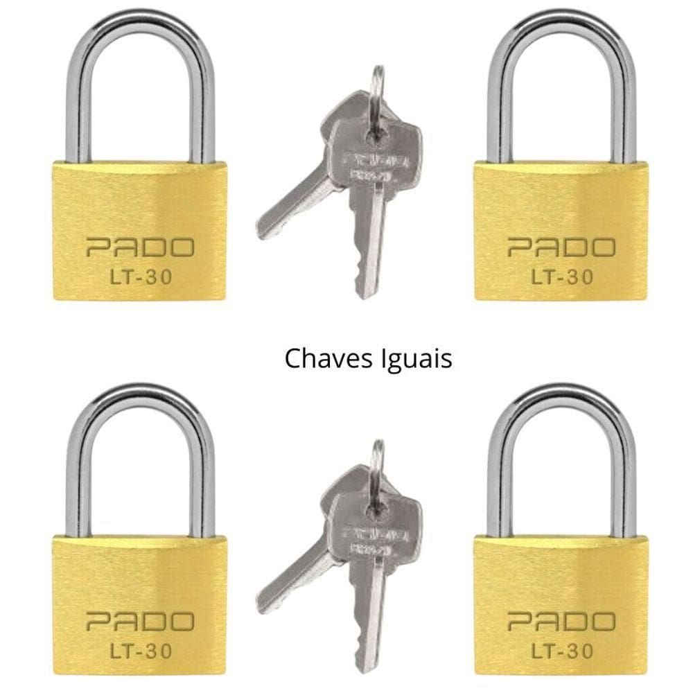 Kit 4 Cadeados Pado Com Chaves Iguais 30mm