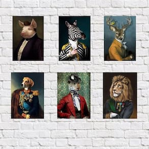 Kit 6 Placas Decorativas Bichos Gente 18X27Cm