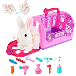 Conjunto de brinquedos Realistic Bunny Toys da Páscoa com gaiola de coelho de 14 peças