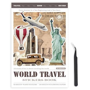 Livro de adesivos de viagem Bomichi 377 Adesivos Washi 32 folhas