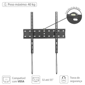 Suporte Para Tv Led- Lcd De 32 A 55 Fixo Com Nivel Bolha E Trava De Segurança - St400a