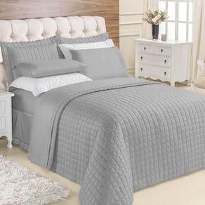 Kit Cobre Leito Colcha Veneza King 3 Peças Hipercal 180 Fios - Cinza
