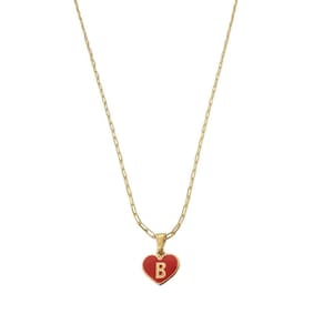 Colar Cartier 50Cm Coração Vermelho Letra B Banhado Ouro 18K