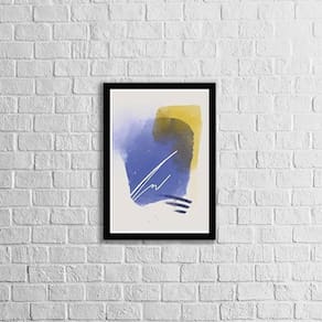 Quadro Abstrato Azul E Amarelo Ii 33X24Cm - Moldura Preta