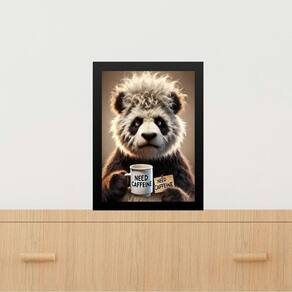 Quadro Decorativo Café Panda - Preciso De Cafeína 33X24Cm