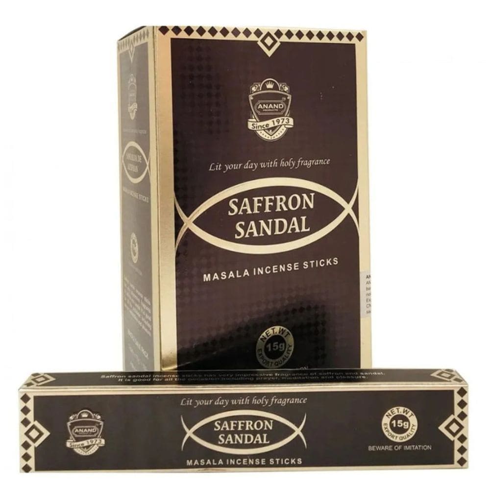 Incenso Anand Saffron Sandal, Sândalo e Rosa, 15g, 45 Minutos de Queima