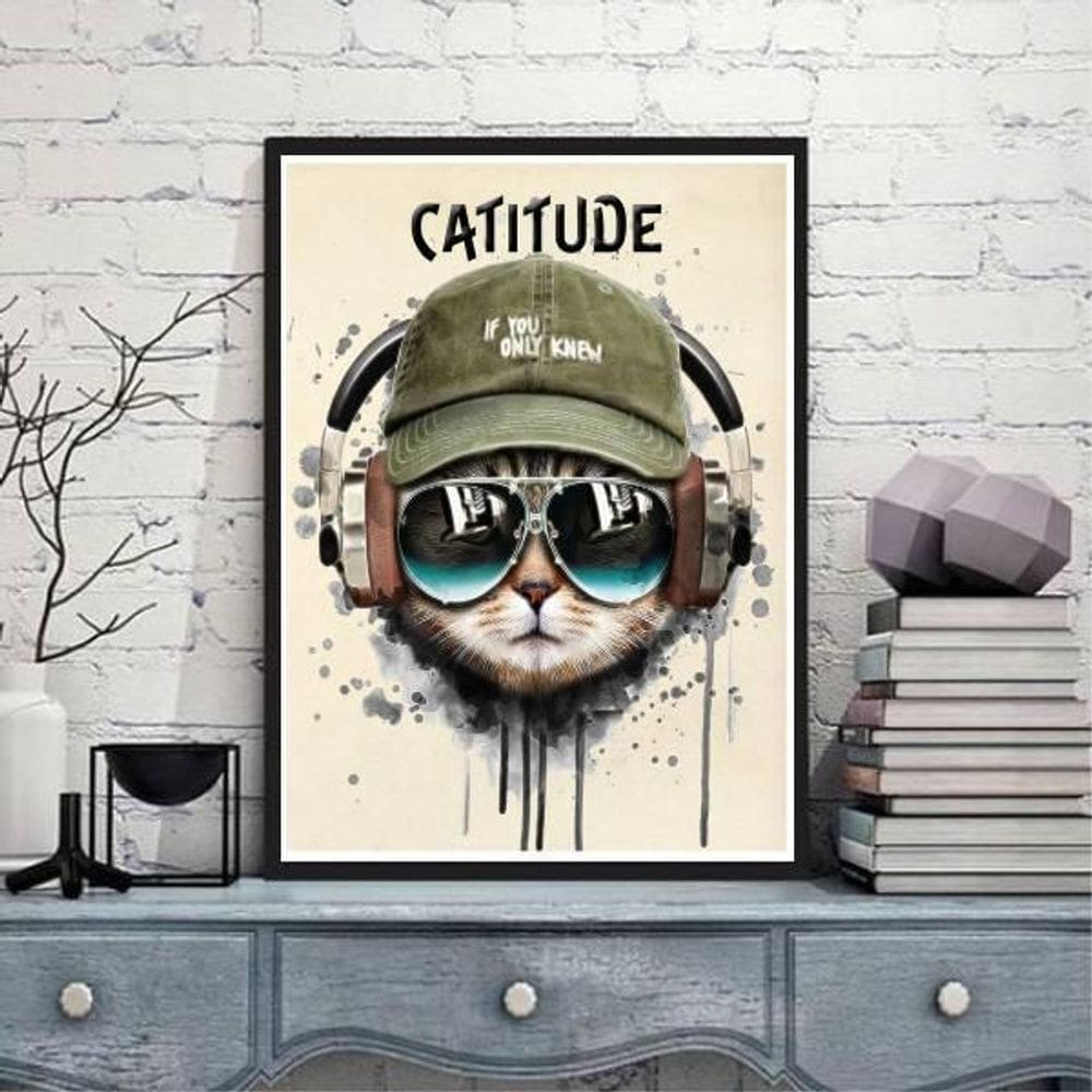 Quadro Decorativo Gato Catitude 45X34Cm