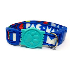 Coleira De Seda Estampa Pac Man Na Cor Azul Tamanho Único