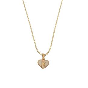 Colar Cartier 60Cm Coração Branco Letra N Banhado Ouro 18K