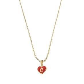 Colar Cartier 50Cm Coração Vermelho Letra C Banhado Ouro 18K
