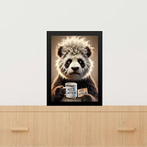 Quadro Decorativo Café Panda - Preciso De Cafeína 33X24Cm