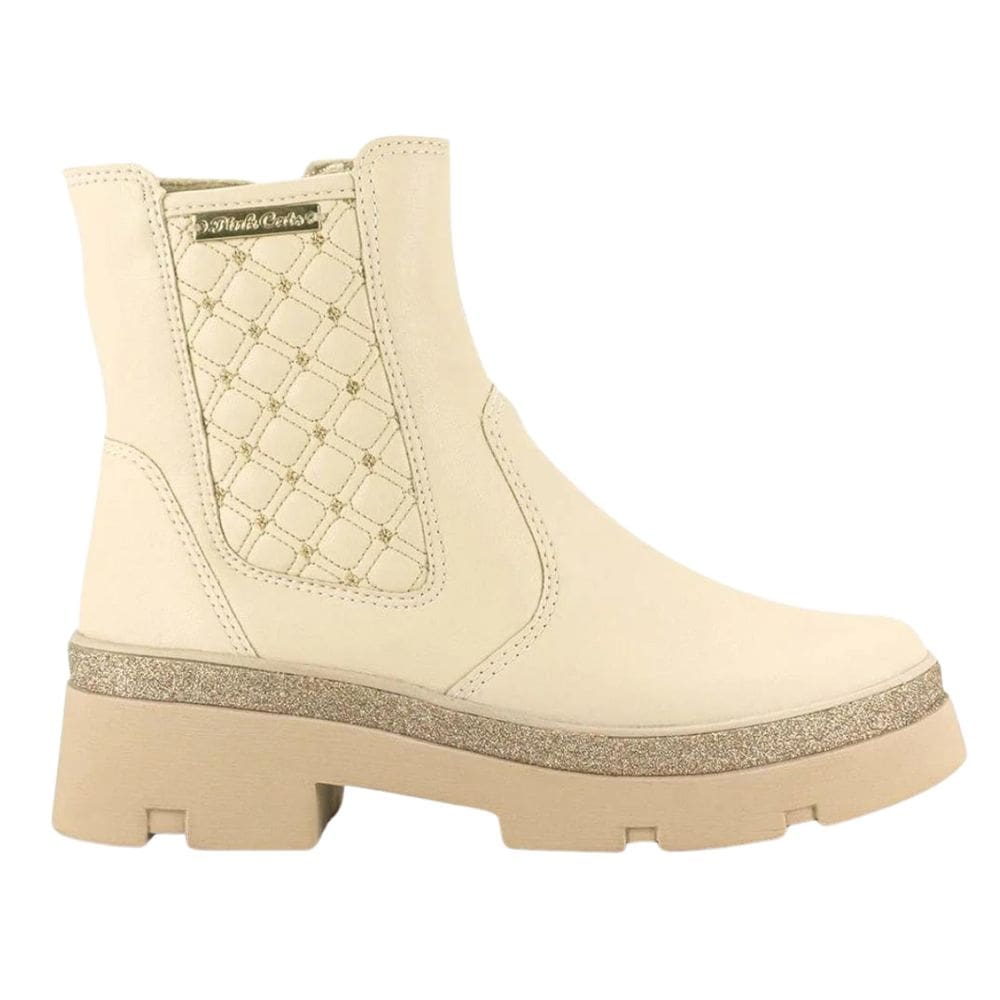 Bota Pink Cats Infantil De Cano Curto Bege