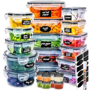 Recipientes de armazenamento de alimentos Fullstar 50 unidades com tampas sem BPA