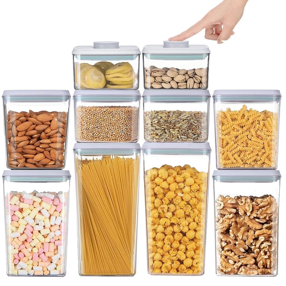 Recipientes de armazenamento de alimentos Cozey Daily Pop Up, conjunto de 10 unidades de 1,2 a 3,3 L