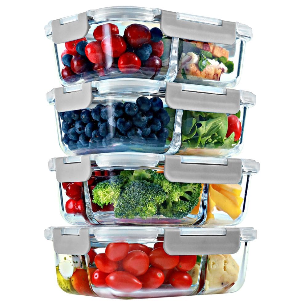 Recipientes de vidro para preparação de refeições FIT Strong & Healthy, 32 ml, 4 unidades