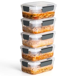 Recipientes de armazenamento de alimentos YORY, pacote com 5 xícaras de plástico com tampas