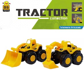 Kit Trator Carregadeira e Escavadeira Totalmente Articulados - BS Toys