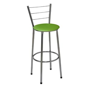 Banqueta Alta Cromada com Encosto Assento Verde