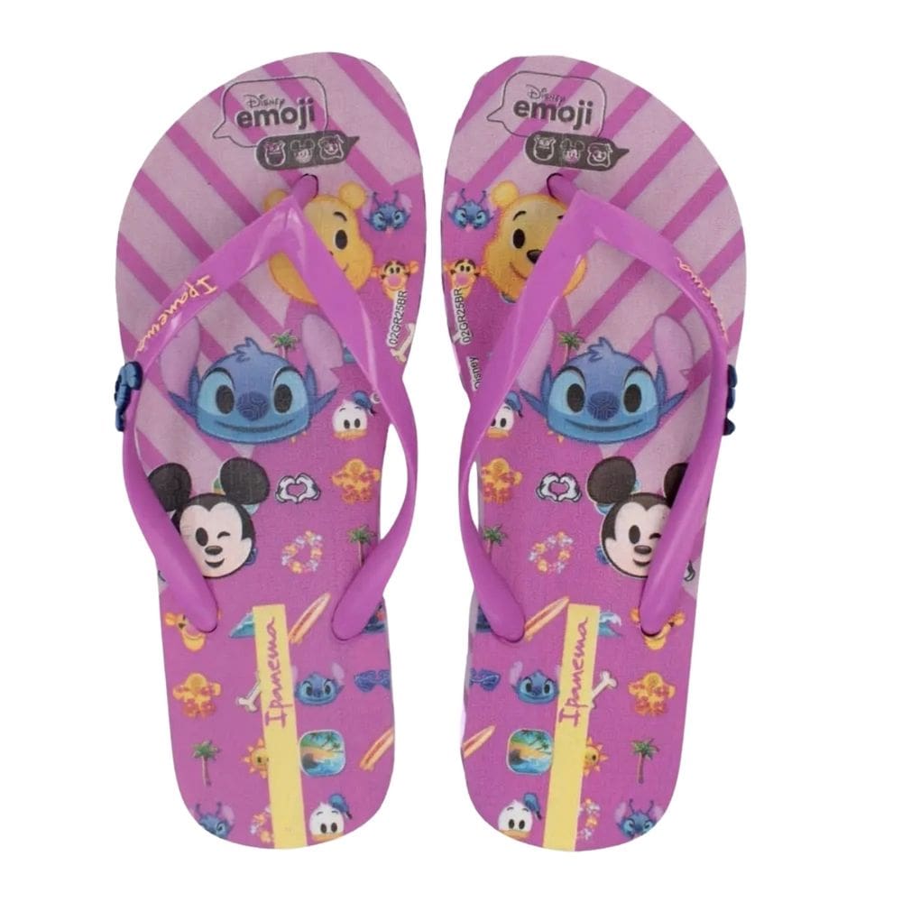 Chinelo Ipanema de Dedo Infantil Kids Stitch Disney Lilás Amarelo
