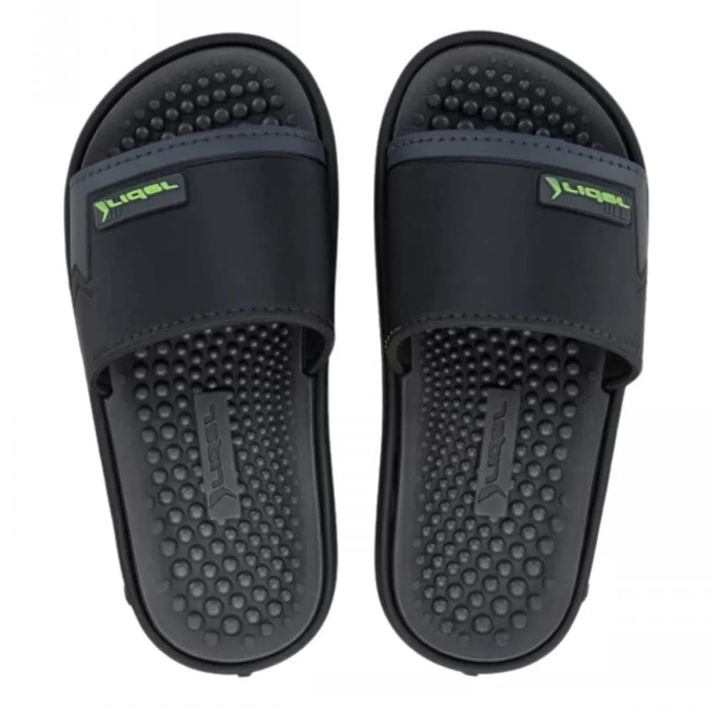 Chinelo Infantil Meninos Rider Pump Slide Preto Cinza