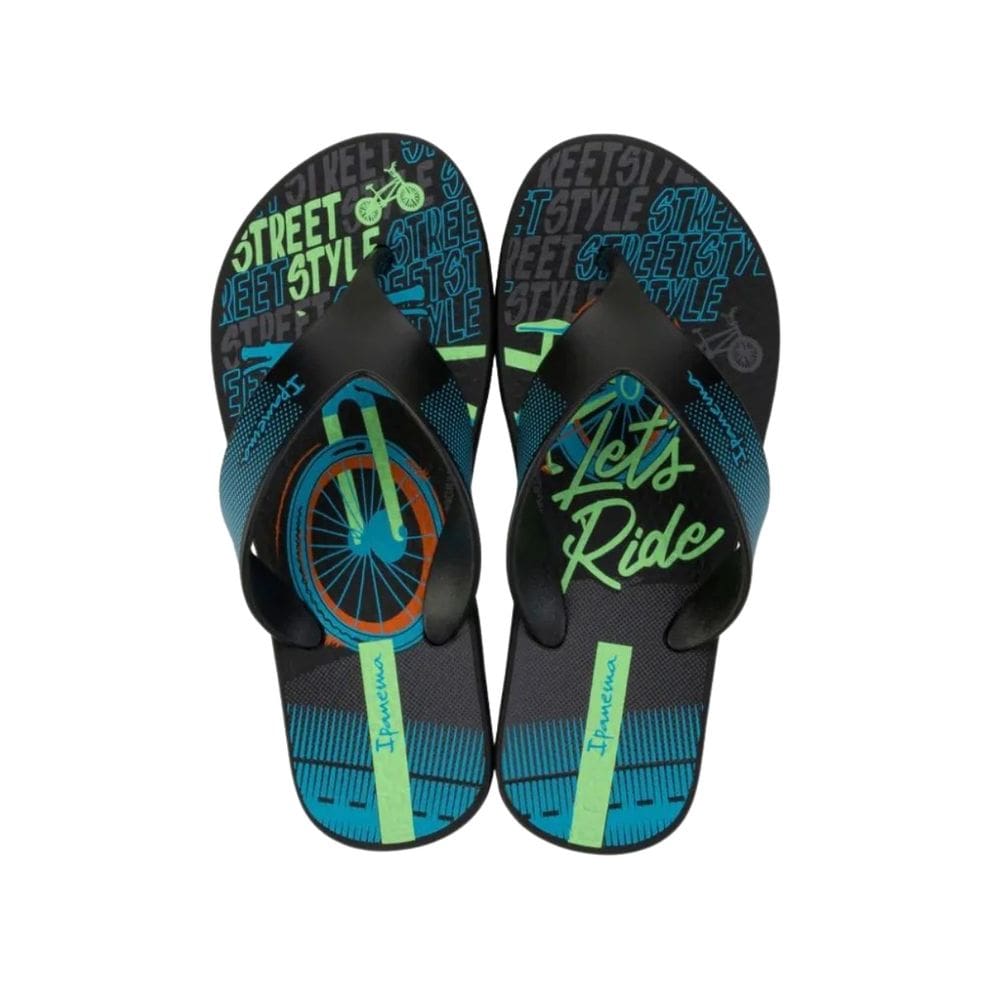 Chinelo Ipanema de Dedo Infantil Meninos Preto Azul Verde