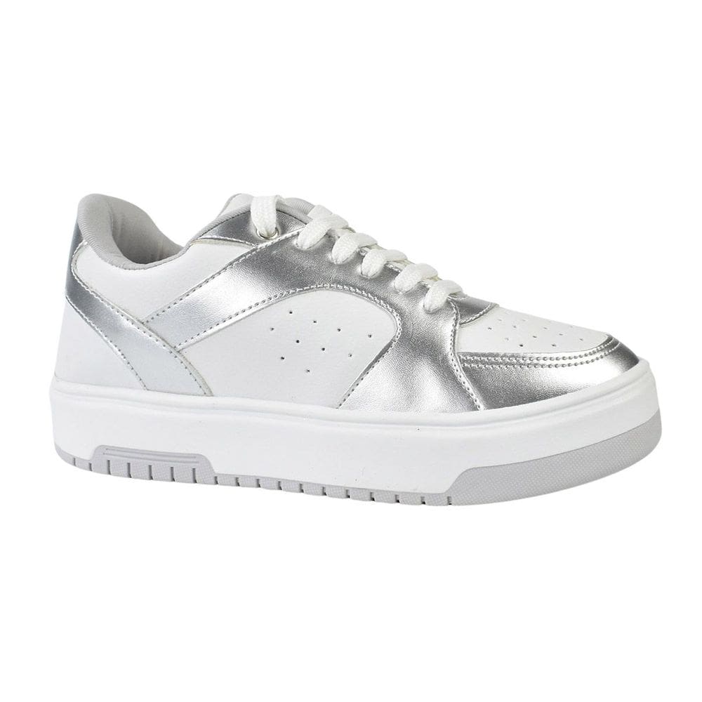 Tênis Godiva Casual Feminino Branco Prata