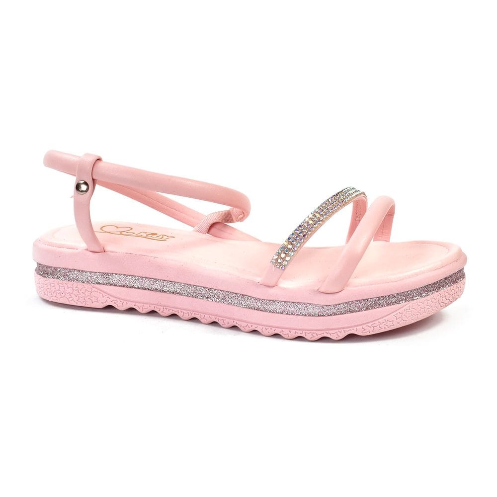 Sandália Kidy Flatform Infantil Rosa Com Strass