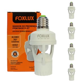 Kit 5 Sensor de Presença Com Base E-27 Bivolt Foxlux