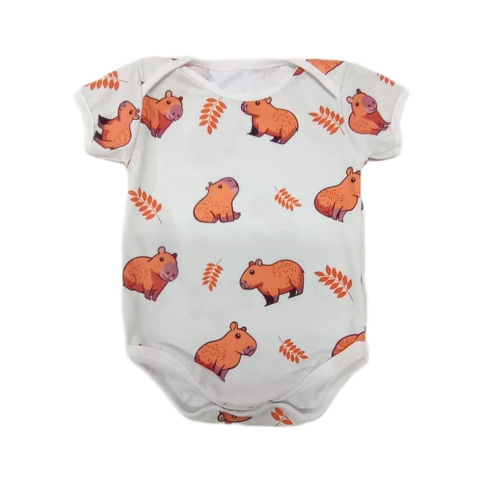 Body de Bebê Manga Curta Estampa Capivara