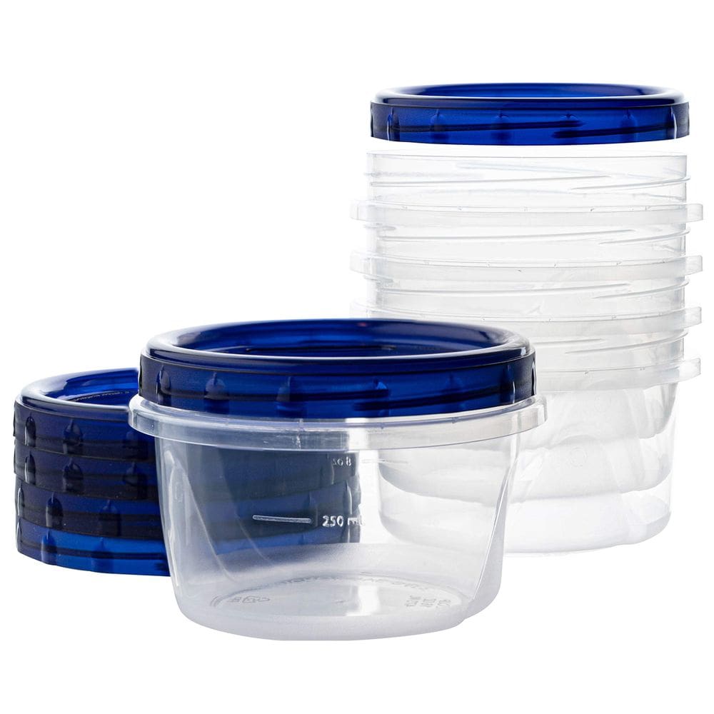 Deli Containers PLASTICPRO 480 ml (16 onças) transparentes com tampa azul x5