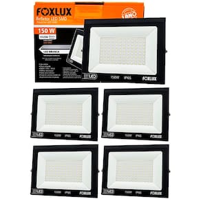 Kit 5 Refletor LED 150W 6.500K Bivolt Luz Branca Foxlux