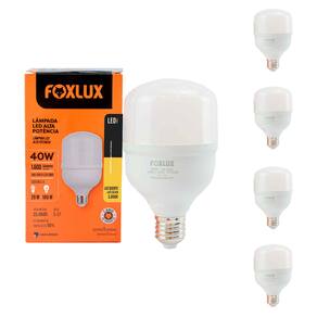 Kit 5 Lâmpada Led Alta Potência 40w 3000k E-27 Bivolt Foxlux