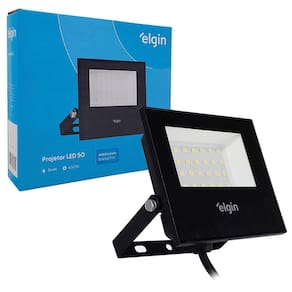 Refletor Led Elgin, 50W, 6500K, Bivolt, Ip65, Preto