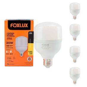 Kit 5 Lâmpada Led Alta Potência 20w 3000k E-27 Bivolt Foxlux