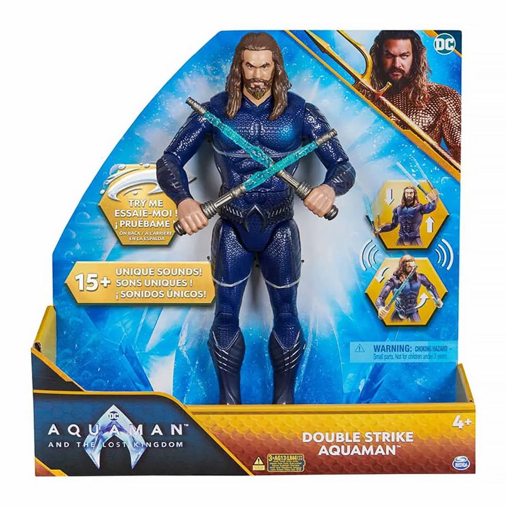 Boneco Figura Aquaman DC Ataque Duplo com Luz e Som 30cm 3453 - Sunny