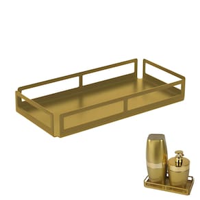 Bandeja Organizadora Retangular Pequena 10x20cm Banheiro Decoração Dourado Fosco - 6023DO Future