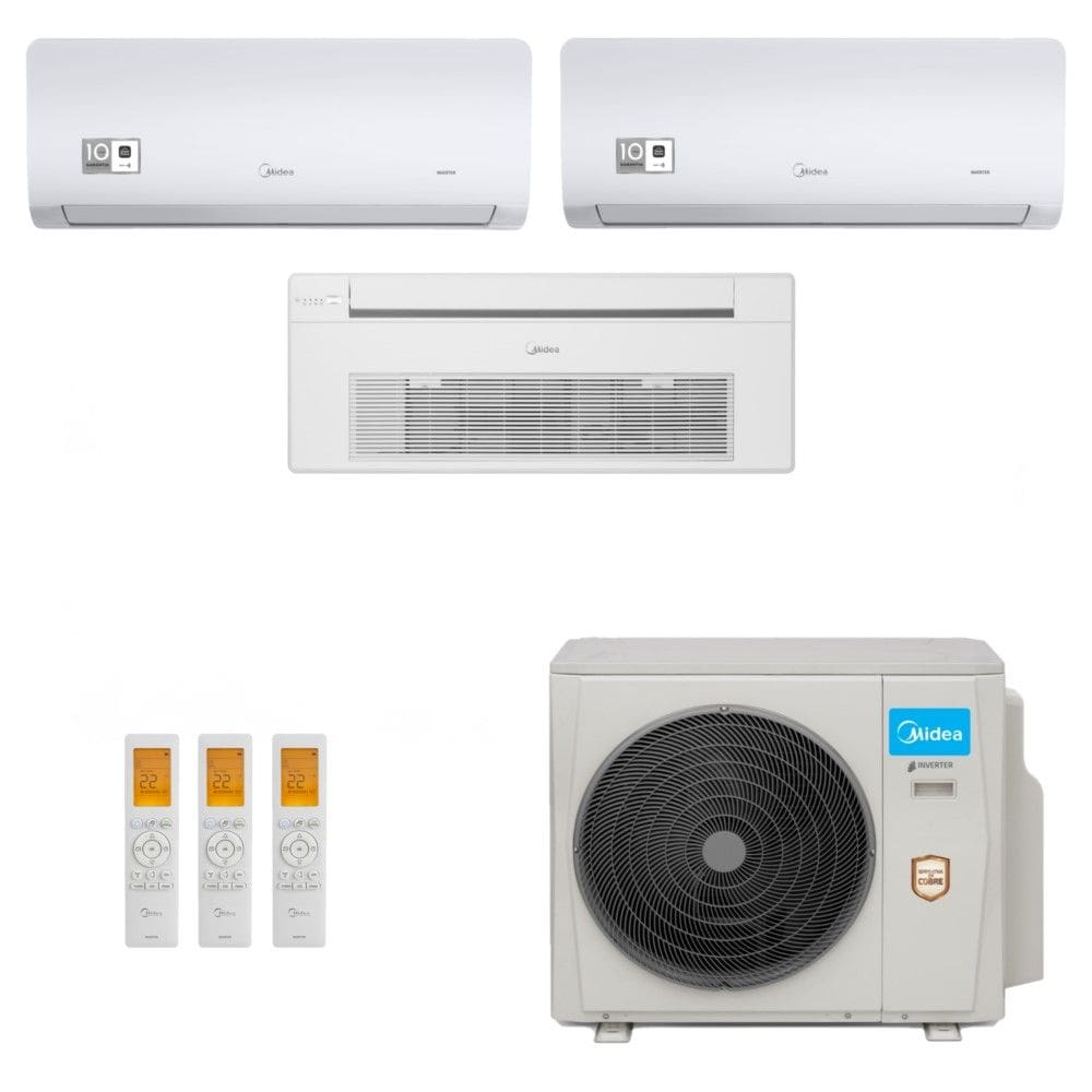 Ar-Condicionado Multi Split Inverter Midea 27.000 (2x Evap HW 9.000 + 1x Evap Cassete 1 Via 12.000) Quente/Frio 220V