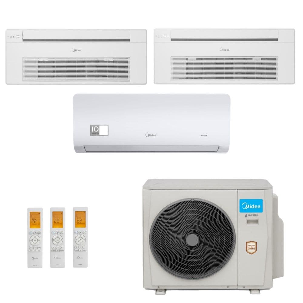 Ar-Condicionado Multi Split Inverter Midea 27.000 (1x Evap HW 9.000 + 2x Evap Cassete 1 Via 12.000) Quente/Frio 220V