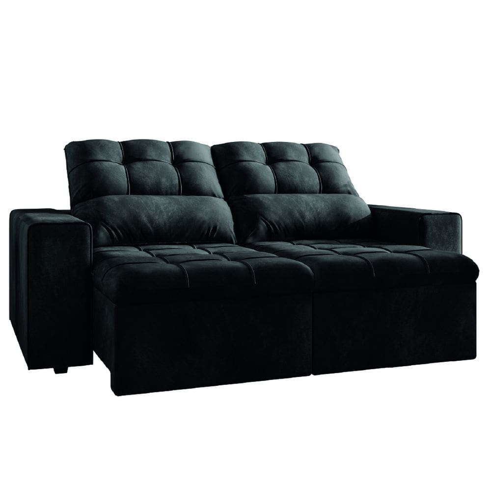 Sofá Retrátil e Reclinável 3 Lugares 2,0m Veludo Malibu Selmer Cinza